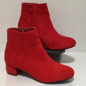 Camssoo Suede Red Ankle Boots, Size‎ 30